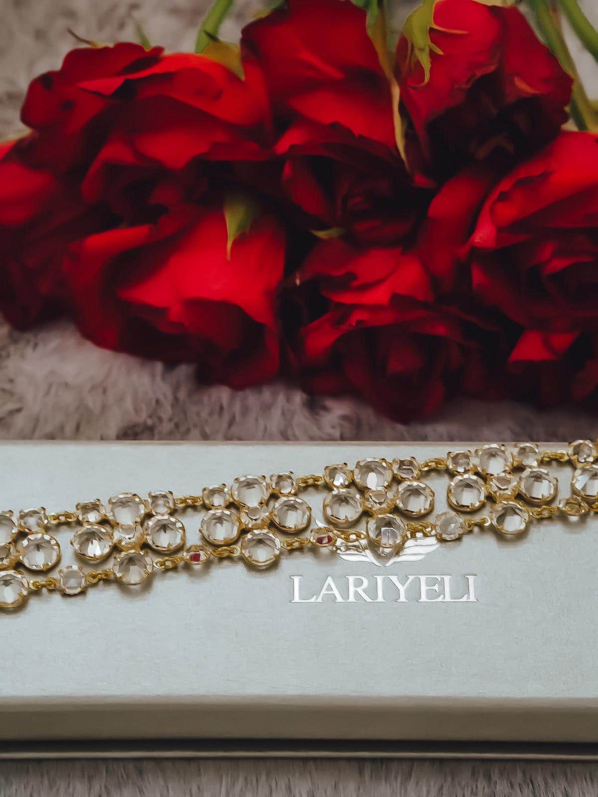 Lariyeli ist eine vegane Marke für luxuriösen Schmuck & Accessoires. Ich zeige das in Handarbeit gefertigte top Crystal Choker Armband auf dem Fashion Blog.