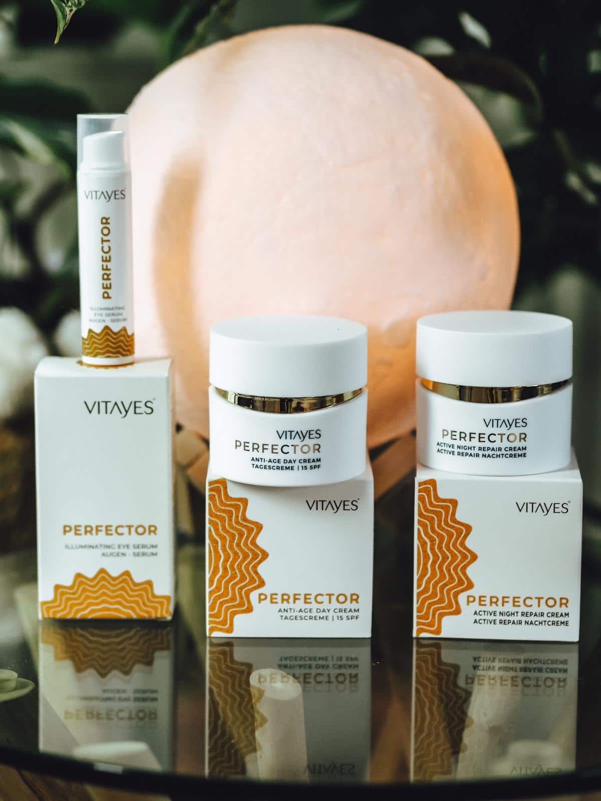 Die drei Produkte aus der Perfector Hautpflegeserie von Vitayes