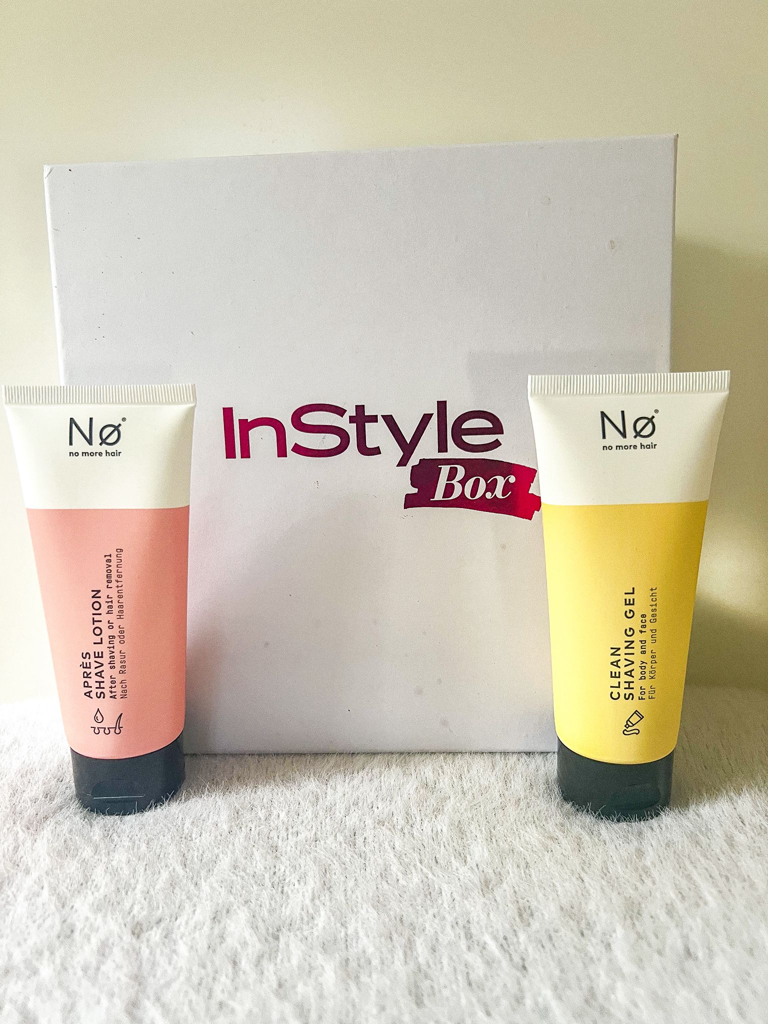 Nø Cosmetics Clean Shaving Gel aus der InStyle Box Fall Edition 2025 – sanftes Rasiergel mit Aloe Vera und Pfingstrosenblüte.