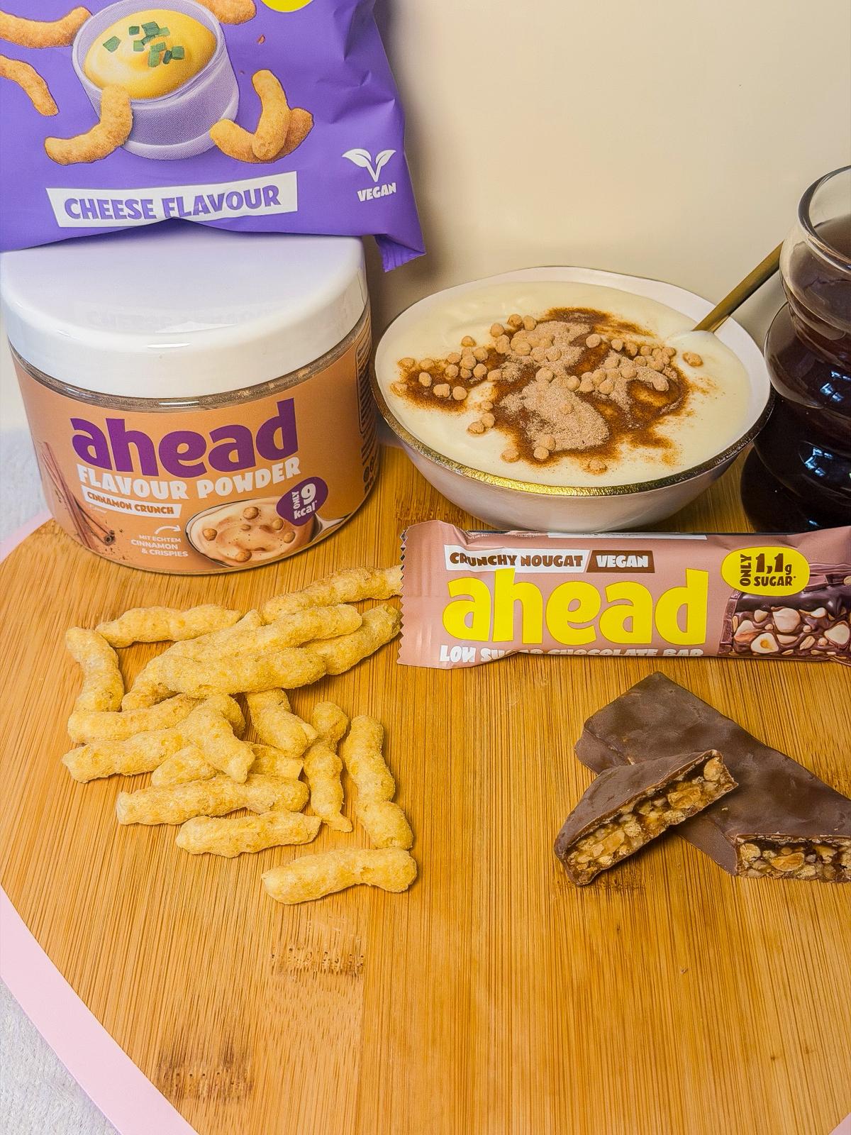 ahead-nutrition-produkte-nahaufnahme Nahaufnahme verschiedener ahead nutrition Produkte mit Fokus auf Textur und Details