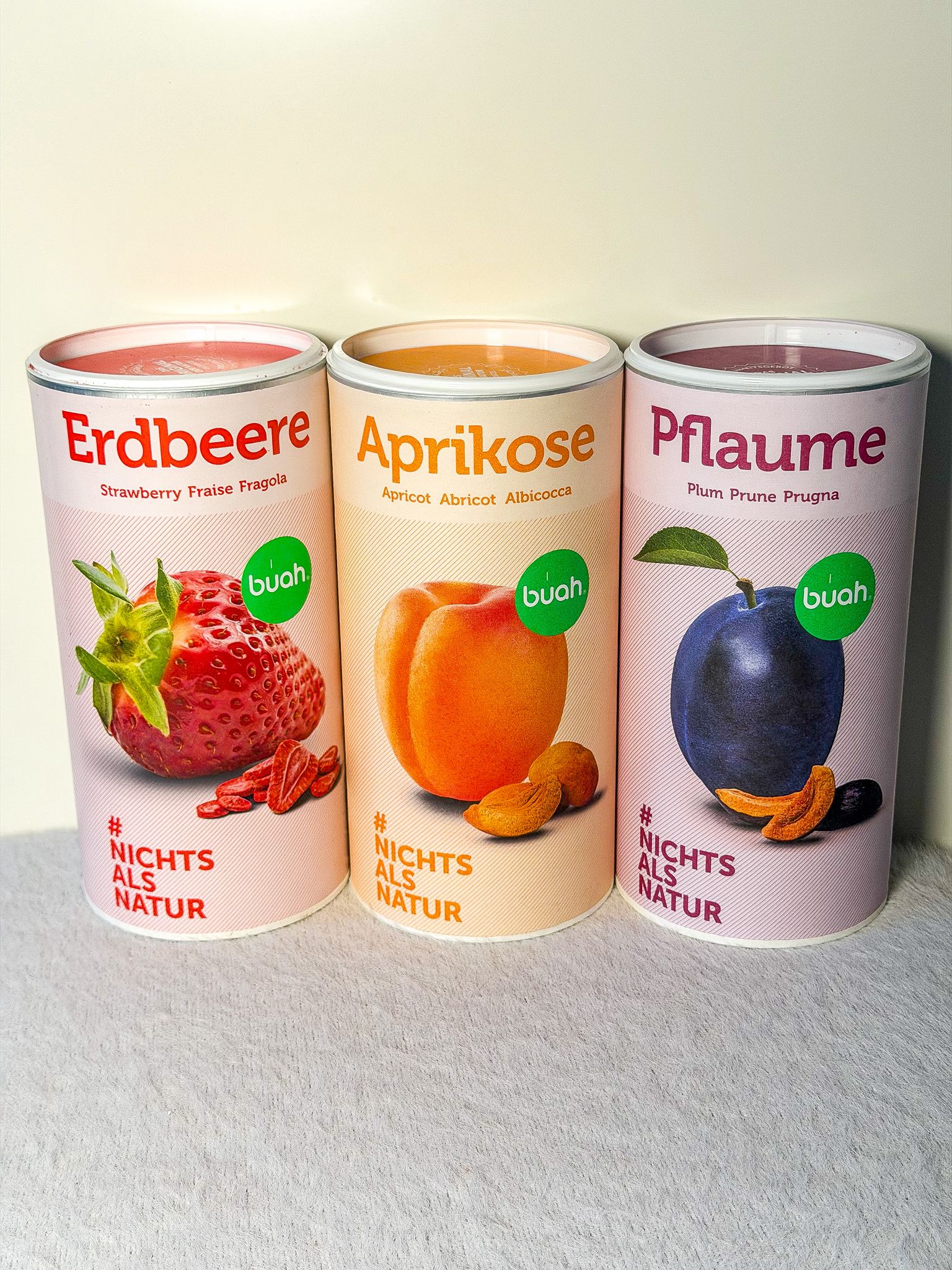 BUAH Lieblingssorten: Erdbeere, Pflaume & Aprikose BUAH Lieblingssorten: Erdbeere, Pflaume & Aprikose