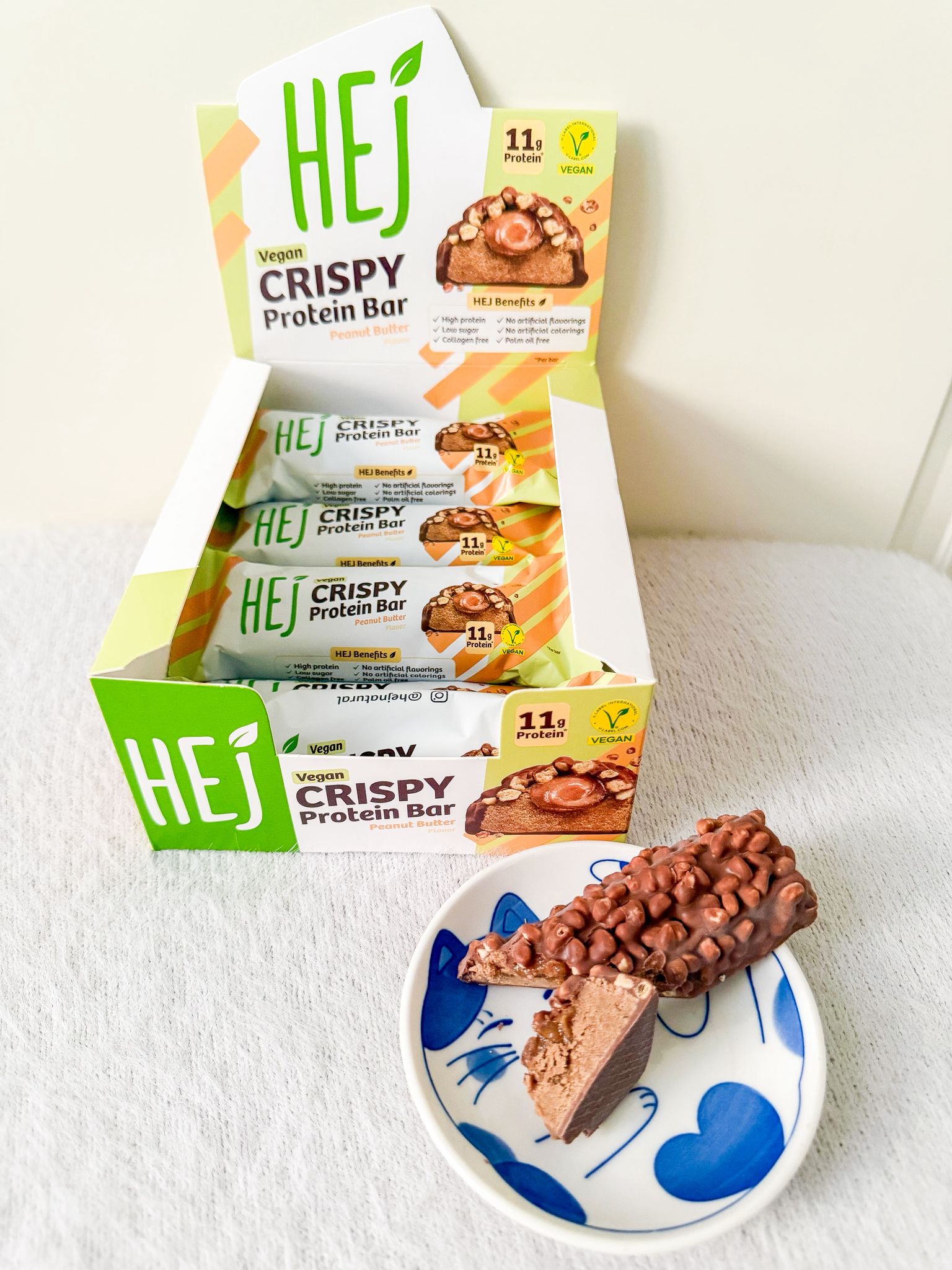 Vegane Proteinriegel von Hej Natural Vegane Proteinriegel von Hej Natural mit pflanzlichem Eiweiß