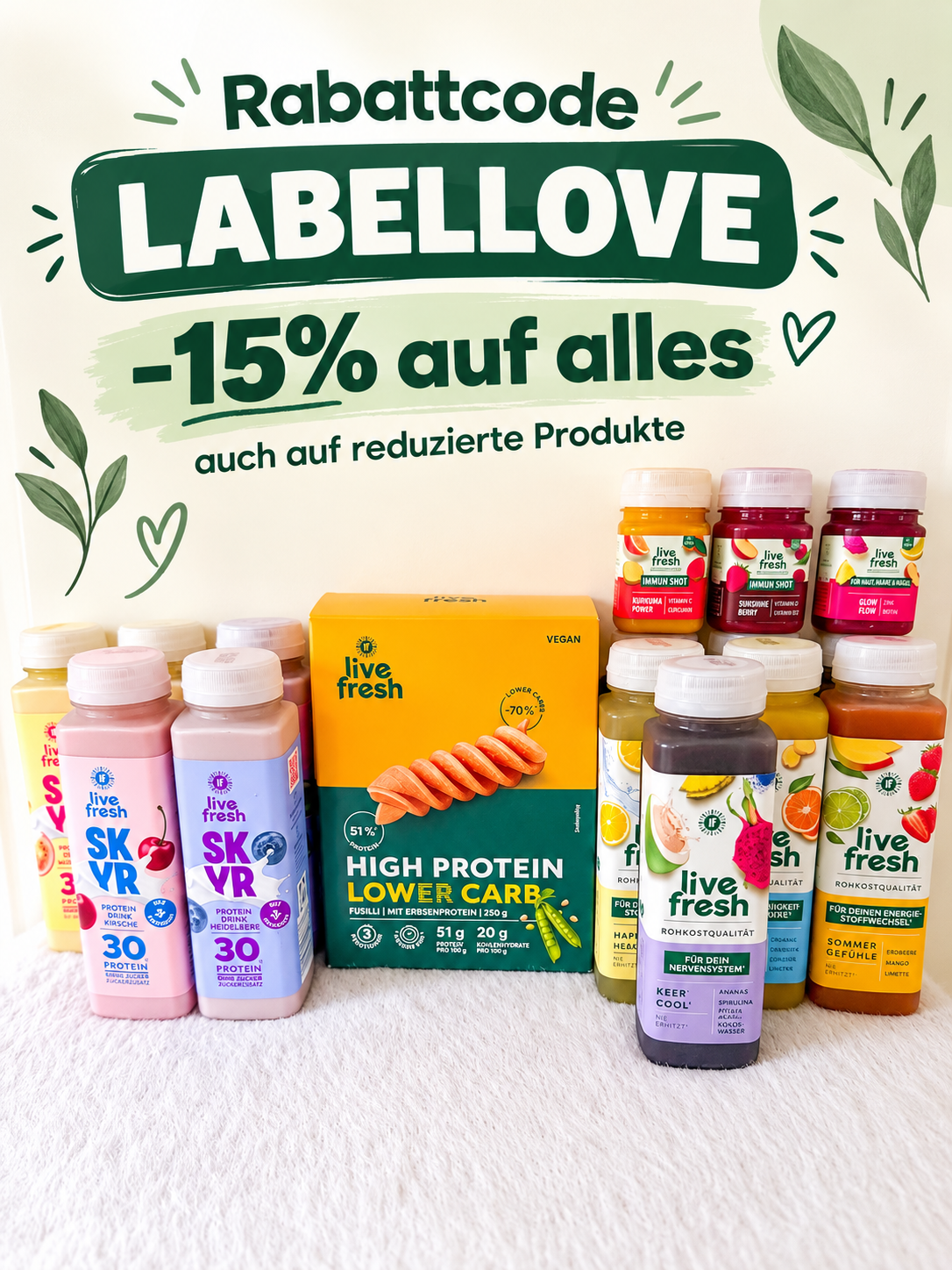 LiveFresh Rabattcode_ 15% auf alles LiveFresh Rabattaktion mit dem Gutscheincode LABELLOVE für 15 % Rabatt auf das gesamte Sortiment, auch auf reduzierte Produkte.